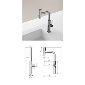 The Sink 3 Fonksiyonlu Antrasit Led Ekran Eviye Bataryası