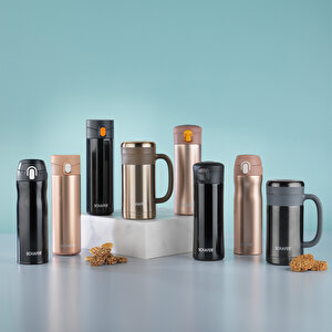 Kahve Termosu 350 Ml Gold Renk Mug Termos