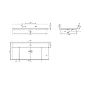Turkuaz Cerastyle Sharp Etajer Uyumlu Damlalıklı Lavabo 85*38 Cm