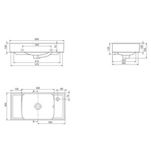 Turkuaz Cerastyle Sharp Etajer Uyumlu Damlalıklı Lavabo 60*30 Cm