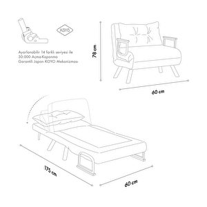 Sando Tekli Katlanır Yataklı Koltuk Teddy Beyaz