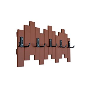 Kahverengi Ahşap Duvar Ve Kapı Askısı Elbise Askılık Piyano Model 5 Askılı