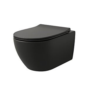 Rondo Kanallı Asma Klozet Siyah+ Yavaş Kapanan Kapak
