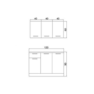 120 Cm Dani̇ Evyeli̇ Mi̇ni̇ Hazir Mutfak Dolabi