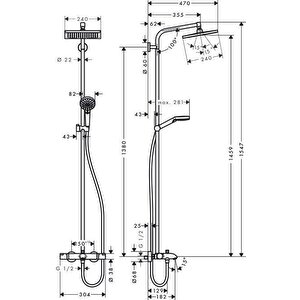 Crometta E240 Termostatik Duş Kolonu Gagalı