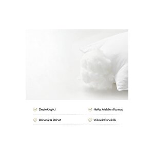 Elyaf Dolgulu 1 Adet Silikon Yastık 50x70 Cm Pamuk Antibakteriyel Otel Yastık Beyaz Yumuşak