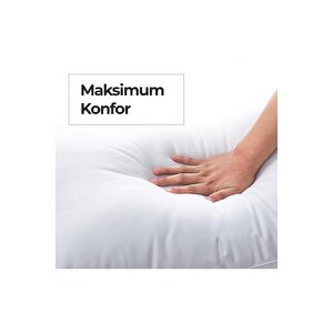 Elyaf Dolgulu 2 Adet Silikon Yastık 50x70 Cm Pamuk Antibakteriyel Otel Yastık Beyaz Yumuşak