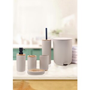 Stripe Banyo Seti Krem 6 Parça