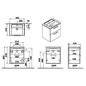 Vitra Root Flat 65 Cm Parlak Antrasit Çekmeceli Banyo Dolabı Alt Modül Lavabo 66292