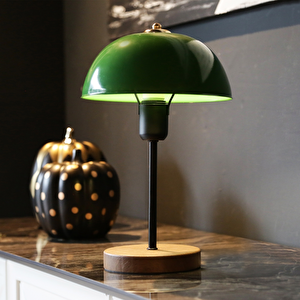 North Home Mantar Başlıklı Metal Abajur Salon Ofis Cafe İşletme Masa Lambası Yeşil