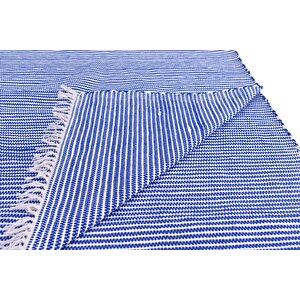 Kustulli Setenay El Dokuması Penye Kilim Mavi/beyaz 100x200 Cm K0682 S1/r15
