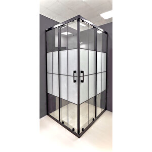 Duşakabin Kare Ortası Buzlu Siyah Çizgi 5mm H:190 100x120 cm