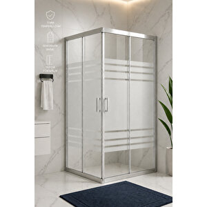 Duşakabin Kare Trio Desen 5mm Temperli Cam Yükseklik 190 Cm Krom Profil 105x120 cm