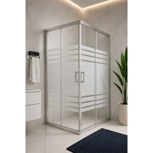 Duşakabin Kare Trio Desen 5mm Temperli Cam Yükseklik 190 Cm Krom Profil 105x120 cm