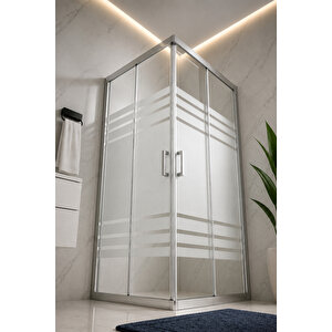 Duşakabin Kare Trio Desen 5mm Temperli Cam Yükseklik 190 Cm Krom Profil 105x120 cm