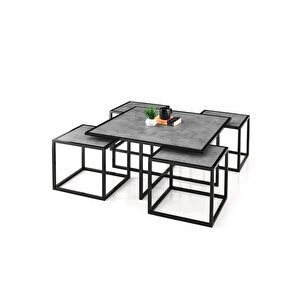 Kares 4 Zigonlu Orta Sehpa Metal Ayak 90x90x45 Gri