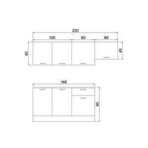 220 Cm Göcek Beyaz Melami̇n Mutfak Dolabi