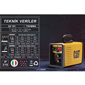 Dz161t 160 Amper Tig Lift/mma Çanta Tipi Profesyonel Dijital İnverter Kaynak Makinesi + Cat Dx37 Avuç Taşlama