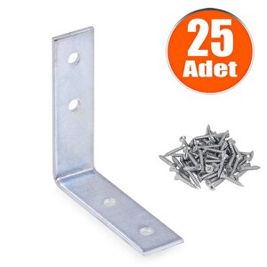 Mobilya Dolap Köşe Bağlantı Sabitleme L Demir Gönye 55x55x15 Mm (25 Adet)