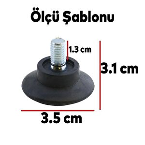 Bingo Rotil Ayak M8 Civatalı 8 Mm Siyah Profil Ayağı 3 Cm (10 Adet)