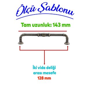 Metax Buket Mobilya Mutfak Dolabı Çekmece Dolap Kapak Kulpu Kulbu Antik Gümüş 128 Mm Metal Kulp