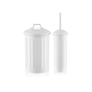 Çöp Kovası & Tuvalet Fırçası Seti Beyaz Glv0645