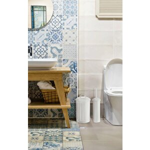 Çöp Kovası & Tuvalet Fırçası Seti Beyaz Glv0645