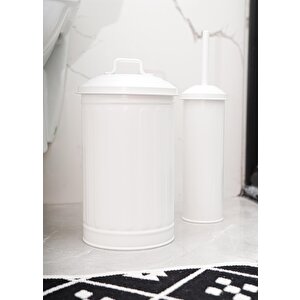 Çöp Kovası & Tuvalet Fırçası Seti Beyaz Mgl0060