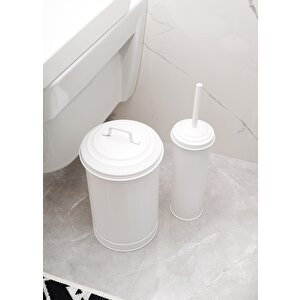 The Mia Çöp Kovası & Tuvalet Fırçası Seti Beyaz Mgl0060