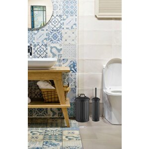 Çöp Kovası & Tuvalet Fırçası Seti Siyah Glv0644
