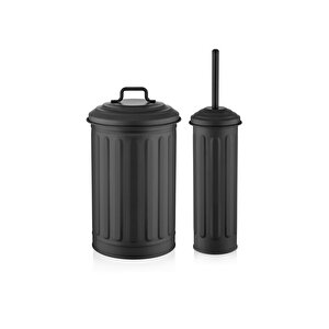 Çöp Kovası & Tuvalet Fırçası Seti Siyah Mgl0059