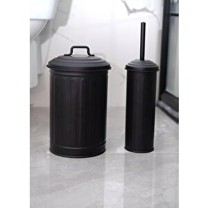 Çöp Kovası & Tuvalet Fırçası Seti Siyah Mgl0059