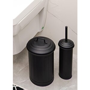Çöp Kovası & Tuvalet Fırçası Seti Siyah Mgl0059