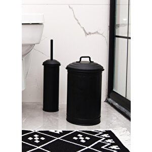 The Mia Çöp Kovası & Tuvalet Fırçası Seti Siyah Mgl0059