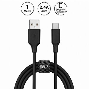 Gfuz Ca58 2.4a Usba To Type-c Data Ve Hızlı Şarj Kablosu Siyah