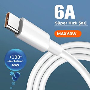 Schitec Huawei Mate 50e İle Uyumlu 6a 60w Type-c To Type-c 2metre Süper Hızlı Data Ve Şarj Kablosu