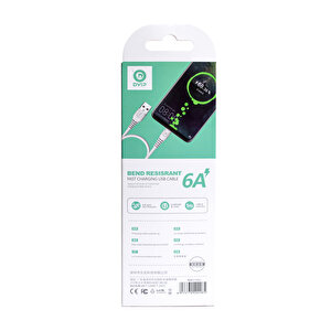 Dvip S01a 6a 67w Fast Charging Usba To Lightning Data Ve Hızlı Şarj Kablosu 1m Beyaz