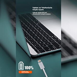 Schitec Apple Ipad 9 Tablet 6a 100w Type-c To Lightning 3metre Süper Hızlı Data Ve Şarj Kablosu