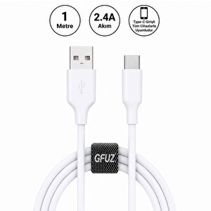 Gfuz Ca58 2.4a Usba To Type-c Data Ve Hızlı Şarj Kablosu Beyaz