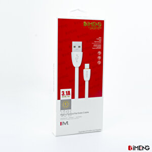 İmeng Redmi Note 10 Pro Max 3.1a Usba To Type-c Data Ve Hızlı Şarj Kablosu Beyaz