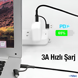Schitec 100w 4in1 Type-c - Usb - Lightning - Type-c Çıkışlı Hızlı Data Ve Şarj Kablosu Siyah