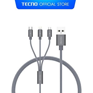 Tecno İphone 14 Pro 3in1 Lightning, Type-c, Micro Çıkışlı Örgülü Hızlı Data Ve Şarj Kablosu