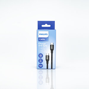 Philips Dlc5531c 1metre 6a 100w Type-c To Type-c Örgülü Hızlı Data Ve Şarj Kablosu Siyah