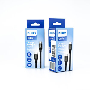 Philips Dlc5531c 1metre 6a 100w Type-c To Type-c Örgülü Hızlı Data Ve Şarj Kablosu Siyah