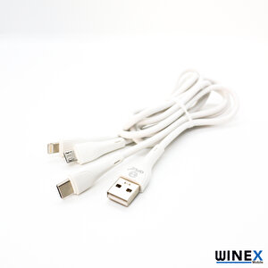 Ca107 Gfz 3in1 Micro, Lightning, Type-c Çıkışlı Data Ve Şarj Kablosu 3.4a Beyaz