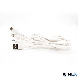 Ca107 Gfz 3in1 Micro, Lightning, Type-c Çıkışlı Data Ve Şarj Kablosu 3.4a Beyaz