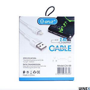 Winex Ca58 2.4a Usba To Lightning Data Ve Hızlı Şarj Kablosu Beyaz