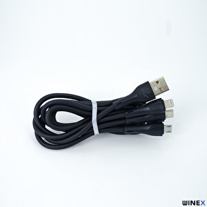Ca107 Gfz 3in1 Micro, Lightning, Type-c Çıkışlı Data Ve Şarj Kablosu 3.4a Siyah