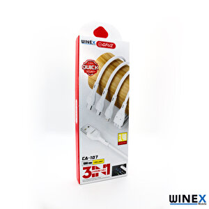 Winex Ca107 Gfz 3in1 Micro, Lightning, Type-c Çıkışlı Data Ve Şarj Kablosu 3.4a Siyah