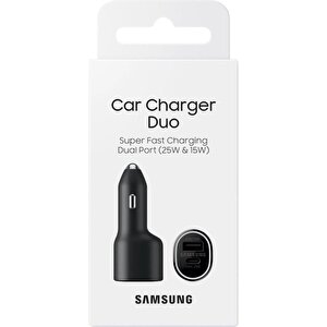 Samsung Ep-l4020n Super Fast Charging Hızlı Araç Şarj Aleti (25w + 15w) Siyah Samsung Türkiye Garantili
